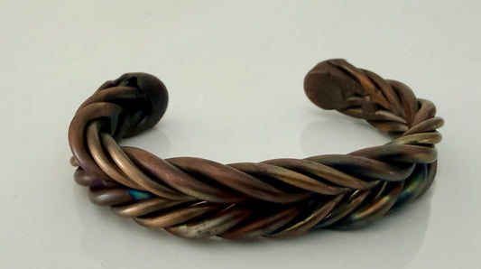 Heat-Toned Copper Braided Bracelet  (READY TO SHIP)